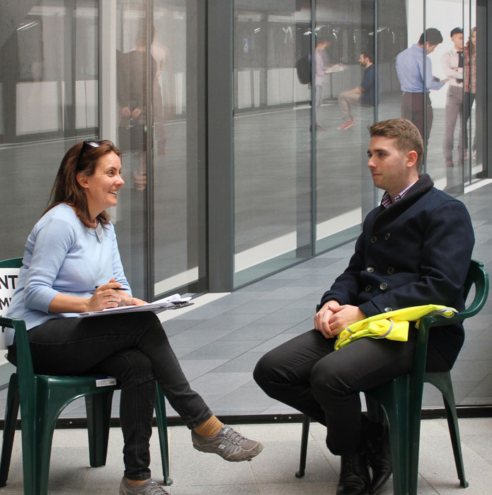 Sydney Metro employee being interviewed by Proto customer research expert